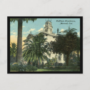 Cartão Postal 1910-1915 Mansão Huffman em Merced CA
