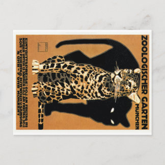 Cartão Postal 1912 Ludwig Hohlwein Leopard Munique Zoo Poster