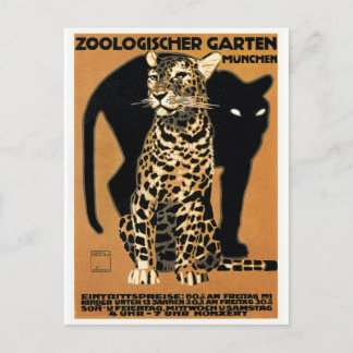 Cartão Postal 1912 Ludwig Hohlwein Leopard Munique Zoo Poster