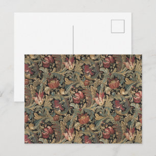 Cartão Postal 1918 Vintage Rich Floral Tapeçaria Brocade Damask