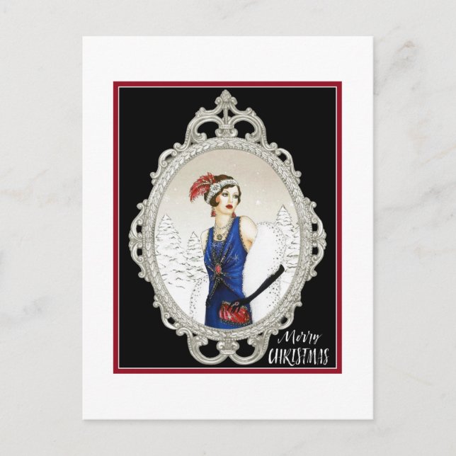 Cartão Postal 1920 Art Deco Lady (Frente)