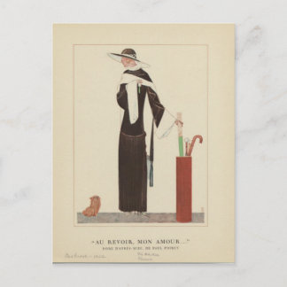Cartão Postal 1920 Art Deco Lady ~ Au Revoir Mon Amour