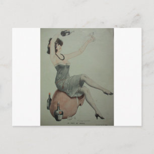 Cartão Postal 1920 Flapper Champagne Girl