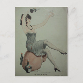 Cartão Postal 1920 Flapper Champagne Girl