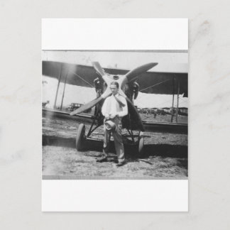 Cartão Postal 1920's Man with Airplane