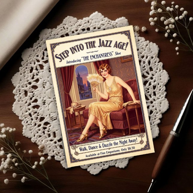 Cartão Postal 1925 Vintage Enchantress Shoes Flapper Advertising (Criador carregado)