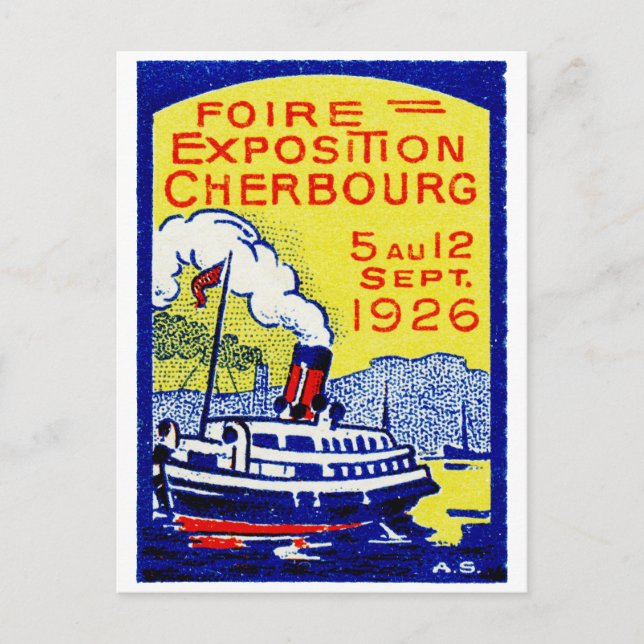 Cartão Postal 1926 Cherbourg France Poster (Frente)
