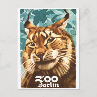 Cartão Postal 1930 Ludwig Hohlwein Berlin Zoo Lynx Poster
