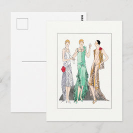 Cartão Postal 1930 Mulheres Vintage com Vestidos de Gala