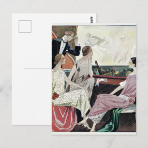 Cartão Postal 1930 Mulheres Vintage em Vestidos de Gala