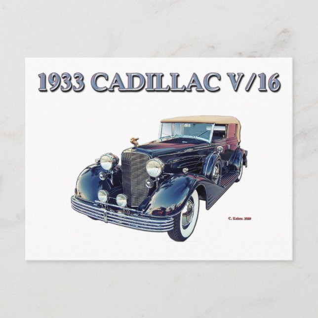 CARTÃO POSTAL 1933 CADILLAC V/16 (Frente)