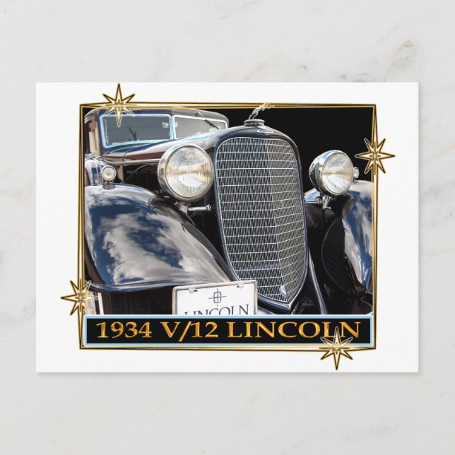 CARTÃO POSTAL 1934 V-12 LINCOLN (Frente)