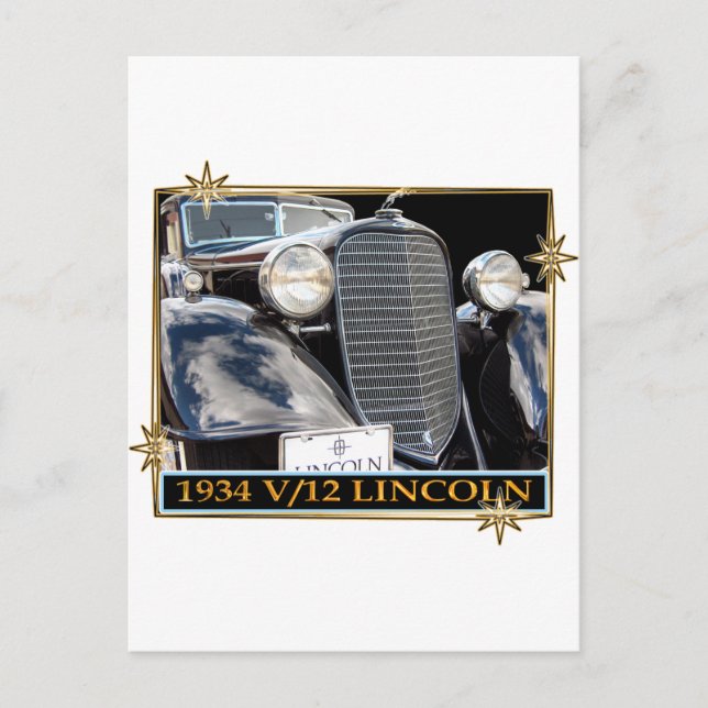 CARTÃO POSTAL 1934 V-12 LINCOLN (Frente)