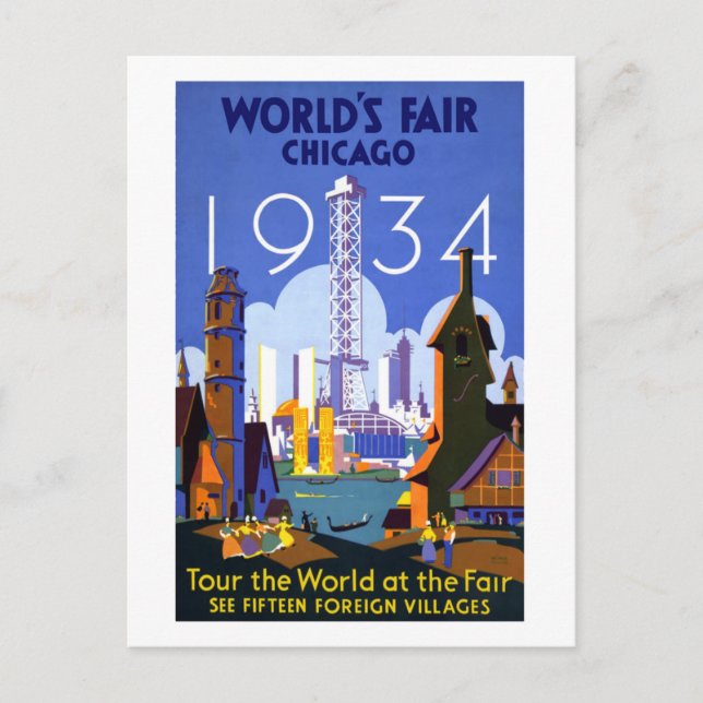 Cartão Postal 1934 World's Fair Chicago (Frente)