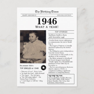 Cartão Postal 1946 Birthday Newspaper Postcard