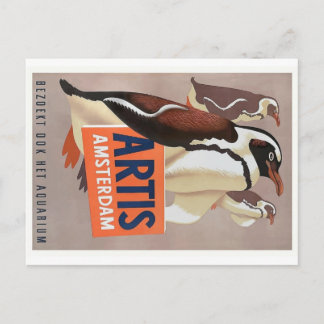 Cartão Postal 1947 Artis Zoo Amsterdam Penguins Poster