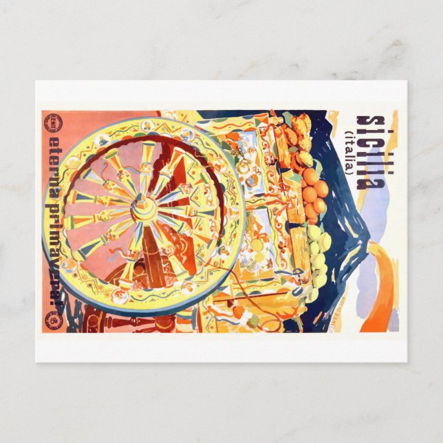 Cartão Postal 1947 Sicília Itália Poster de viagens Eterno (Frente)