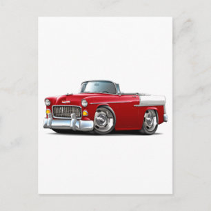 Cartão Postal 1955 Chevy Belair Conversível Vermelho-Branco