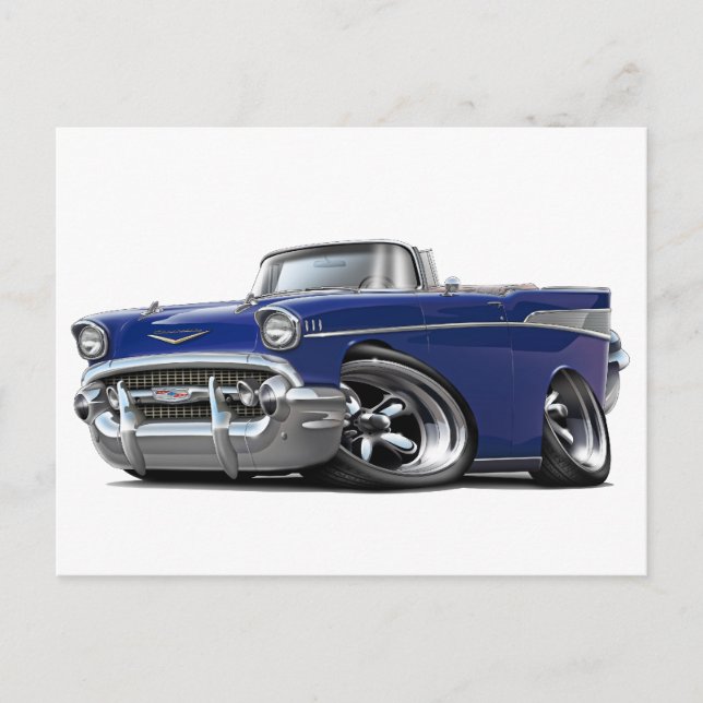 Cartão Postal 1957 Chevy Belair Dark Blue Convertible Hot Rod (Frente)