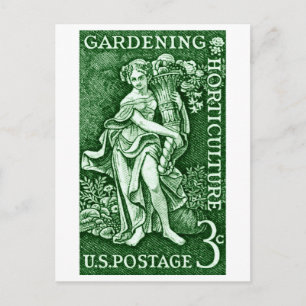 Cartão Postal 1958 Jardinagem + Carimbo Hortícola