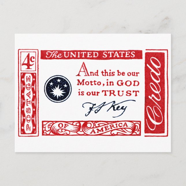 Cartão Postal 1960 Frances Scott Key American Credo (Frente)