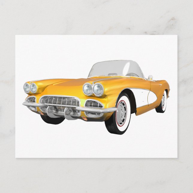 Cartão Postal 1961 Corvette C1: Término Amarelo: (Frente)