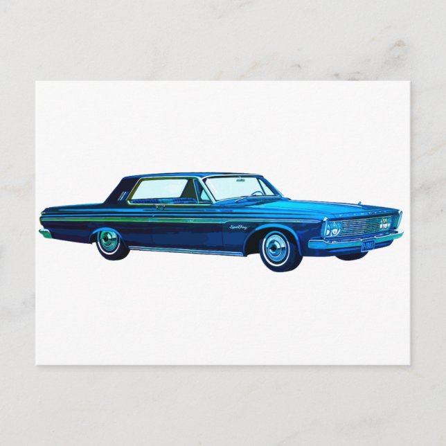 Cartão Postal 1963, Brinquedo desportivo Plymouth (Frente)