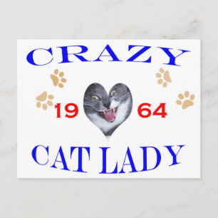 Cartão Postal 1964 Senhora Louca De Gato
