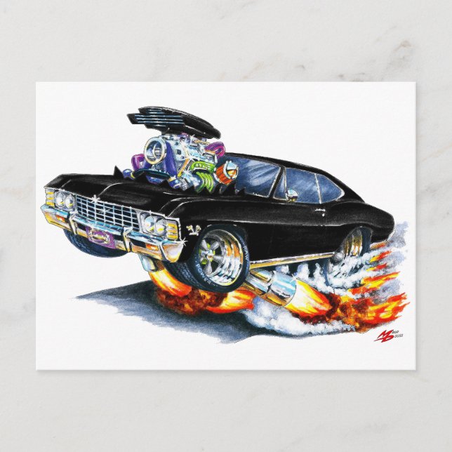 Cartão Postal 1965-66 Carro Negro Impala (Frente)