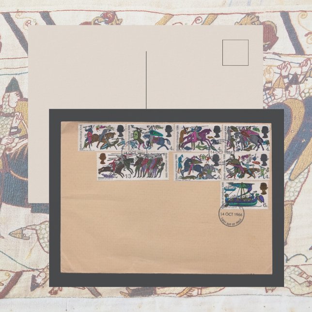 Cartão Postal 1966 Battle of Hastings First Day Cover | Medieval (Battle of Hastings Norman Conquest Royal Mail Vintage postage stamps antique snail mail history gift)