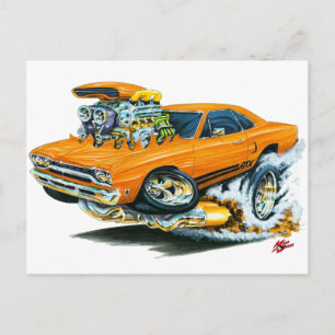 Cartão Postal 1968-69 Carro Laranja Plymouth GTX