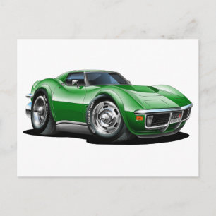 Cartão Postal 1968-72 Carro Verde Corvette