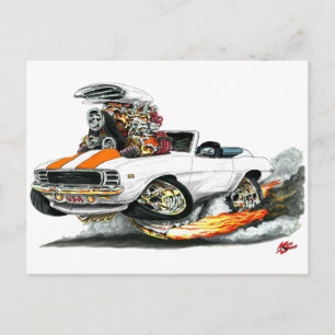 Cartão Postal 1969 Camaro RS S White-Orange Convertível