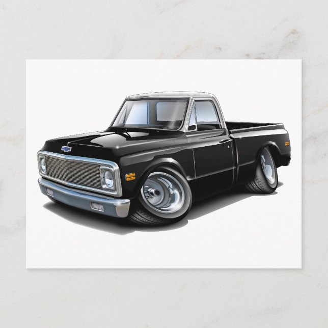 Cartão Postal 1970-72 Chevy C10 Black-White Top Truck (Frente)