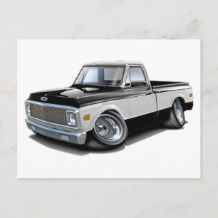 Cartão Postal 1970-72 Chevy C10 - Caminhão branco preto