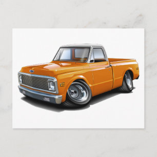 Cartão Postal 1970-72 Chevy C10 — Caminhão Superior Laranja-Bran