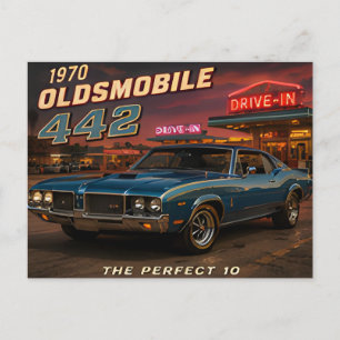 Cartão Postal 1970 Oldsmobile 442 Carro Americano Clássico