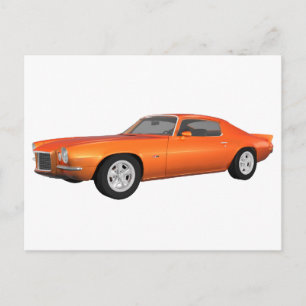 Cartão Postal 1972 Camaro: Carro Muscular: Acabamento Laranja: