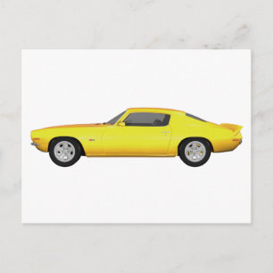 Cartão Postal 1972 Camaro Z28: Carro Muscular: Término Amarelo: