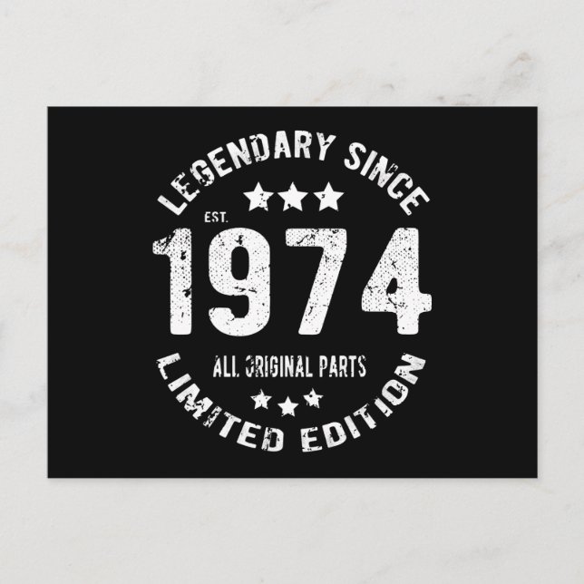Cartão Postal 1974 Vintage Aniversário (Frente)