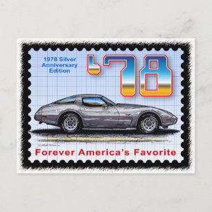 Cartão Postal 1978 Silver Anniversary Special Edition Corvette