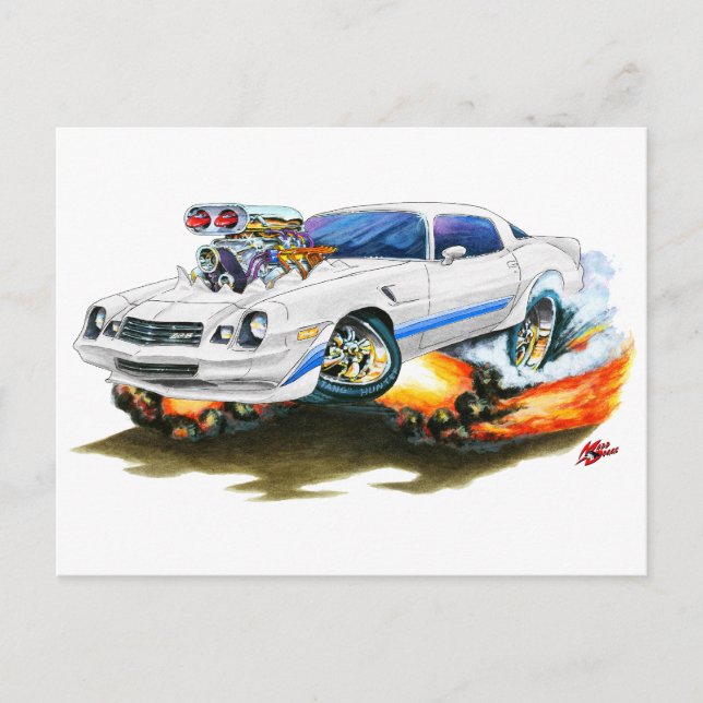 Cartão Postal 1979-81 Carro Azul Branco Camaro Z28 (Frente)