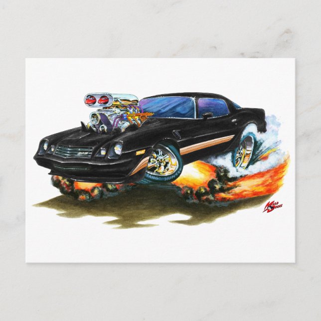 Cartão Postal 1979-81 Carro Dourado Preto Camaro Z28 (Frente)