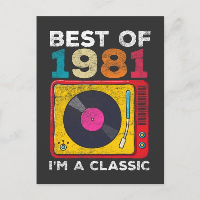 Cartão Postal 1981 Nascido Vinil de Aniversário de 40 Anos Músic (Frente)