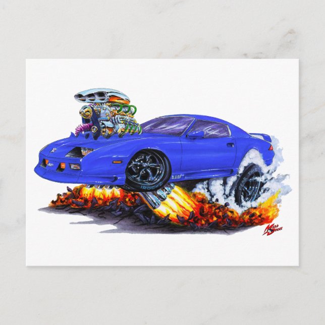 Cartão Postal 1982-92 Carro Azul Camaro (Frente)
