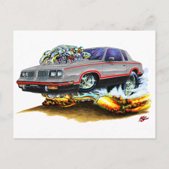 Cartão Postal 1984-88 Carro Velhos Mal-Cinza Preto (Frente)