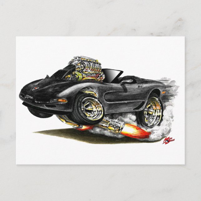 Cartão Postal 1998-2004 Corvette Black Convertible (Frente)
