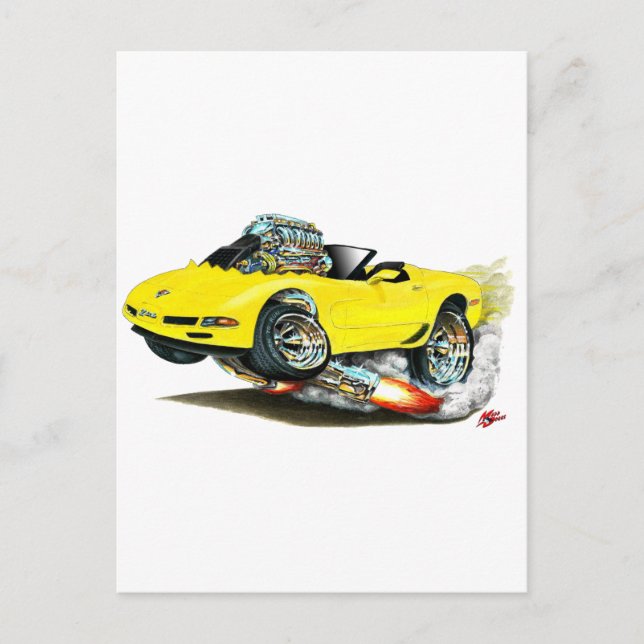 Cartão Postal 1998-2004 Corvette Yellow Convertible (Frente)