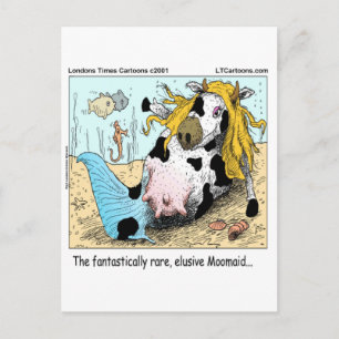 Cartão Postal 1/2 Vaca 1/2 Sereia Moomaid Divertido