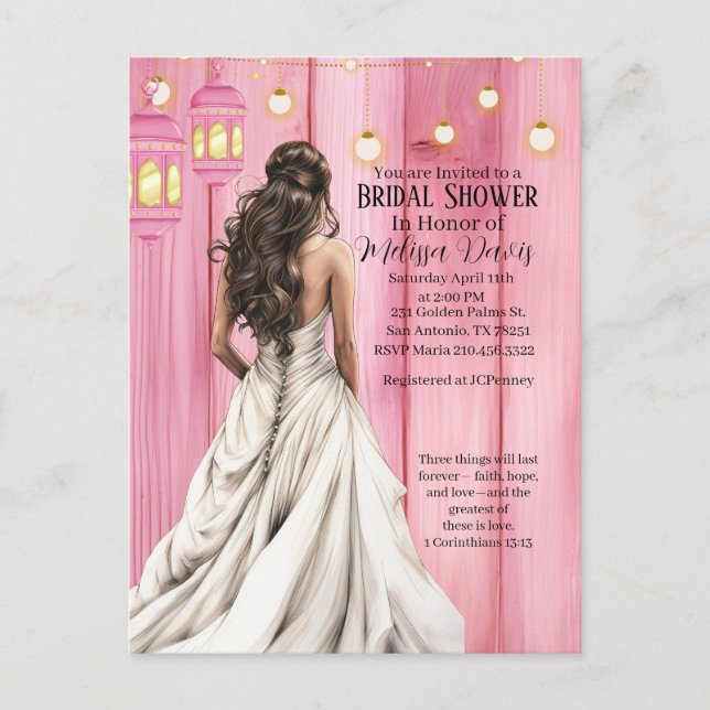 Cartão Postal 1 Corinthians 13:13 Bridal Shower Invitation (Frente)